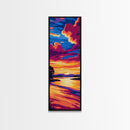 River Sunset, Serene View, Lake Reflection, Warm Colors, Peaceful Nature, Tranquil Scene, Cozy Home, Living Room, Canvas Print
