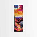 Desert Path, Cactus Art, Vibrant Landscape, Warm Colors, Boho Decor, Rustic Wall Art, Living Room, Framed Canvas Print