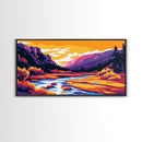 Flowing Mountain Stream, Canvas Print, Vibrant Nature Art, Tranquil Landscape, Rustic Home Decor, Boho Aesthetic, Office Wall Art