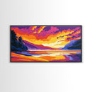 River Mountains, Sunset,Canvas Print, Vibrant Nature Art, Scenic Wall Decor, Rustic Lodge Artwork, Travel Lovers Gift, Living Room Art