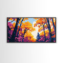 Autumn Forest, Framed Canvas Print, Vibrant Fall Wall Art, Seasonal Nature Painting, Cozy Home Decor, Lodge Artwork, Dining Room Art