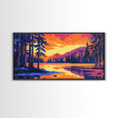 Forest Sunset, Nature Wall Art, Framed Canvas Print, Vibrant Mountain Landscape, Fall Wall Decor, Lodge Decor, Cabin Artwork
