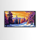 Snowy Pines, Winter Landscape Art, Canvas Print, Cozy Cabin Decor, Christmas Wall Art, Holiday Home Decor, Mountain Retreat
