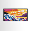 Ocean Waves, Colorful Seascape, Beach Wall Art, Coastal Sunset, Vibrant Ocean Scene, Canvas Print, Living Room Decor, Surf Art, Gift