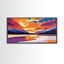 Frozen Lake, Sunset Reflection, Winter Wonderland, Vibrant Mountain Scene, Scenic Wall Art, Canvas Print, Home Decor, Christmas Gift