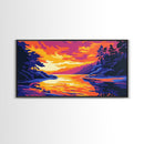 Sunset River, Woodland Scene, Tranquil Nature, Canvas Print, Mountain Home Decor, Vibrant Art, Cozy Cabin Wall Art, Fall Landscape Painting