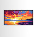 Ocean Sunset, Serene Seascape, Framed Canvas Print, Beach Home Decor, Tranquil Coastal Art, Warm Colorful Painting, Summer Wall Art