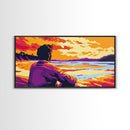 Contemplation, Vibrant Beach Scene, Sunset Reflection Art, Cozy Home Decor, Canvas Print, Living Room Wall Art, Meditation Art