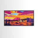 Desert Sunset, Southwest Wall Art, Vibrant Landscape, Colorful Western Scene, Rustic Home Decor, Framed Canvas Print, Living Room Wall Art