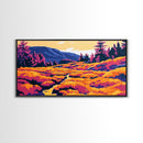 Sunset Meadow, Vibrant Landscape, Nature Painting, Autumn Wall Art, Framed Canvas Print, Living Room Wall Decor, Boho Home Aesthetic