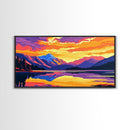 Mountain View, Sunset Sky, Colorful Landscape, Wilderness Art, Framed Canvas Print, Nature Lover Gift, Home Office Wall Art