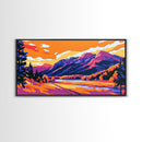 Autumn Mountains, Golden Fields, Scenic Wall Art, Vibrant Landscape, Framed Canvas Print, Cozy Cabin Decor, Fall Home Aesthetic