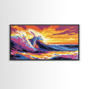 Tropical Wave, Surfing Wall Art, Vibrant Ocean, Beach House Decor, Sunset Painting, Seascape Art, Nautical Style, Canvas Print
