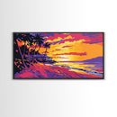 Palm Tree Sunset, Tropical Beach, Ocean View Art, Vibrant Wall Art, Island Retreat, Coastal Decor, Exotic Travel, Canvas Print