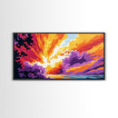 Fiery Explosion, Abstract Ocean Art, Surreal Sunset, Framed Canvas Print, Vibrant Wall Decor, Modern Art, Living Room Statement