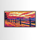 Rustic Fence, Countryside Sunset, Warm Tones, Scenic Landscape, Boho Art, Western Wall Decor, Cozy Living Room, Framed Canvas Print