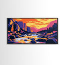 Yosemite Sunset, Majestic River, Vibrant Sky, Tranquil Nature, Grand Scenery, Wilderness Beauty, Living Room Wall Art, Canvas Print