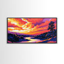 Vibrant Sunset, Golden River, Scenic Nature, Warm Tones, Tranquil Landscape, Office Decor, Living Room, Canvas Print