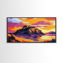 Island Sunset, Peaceful Water, Vibrant Landscape, Serene Scene, Nature Artwork, Home Office, Living Room, Canvas Print