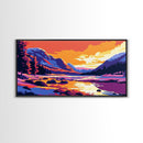 Mountain Lake, Sunset Painting, Scenic Art, Canvas Print, Vibrant Landscape, Office Wall Art, Nature Lover Gift, Adventure Decor