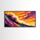 Ocean Wave, Sunset Colors, Surfer Art, Canvas Print, Beach House Wall Art, Coastal Vibes, Nature Lover Gift, Summer Decor
