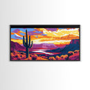 Cactus Sunset, Desert Scene, Southwest Wall Art, Framed Canvas Print, Vibrant Landscape, Boho Decor, Arizona Gift, Warm Tones