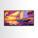 Sailboat Sunset, Ocean Serenity, Nautical Decor, Canvas Print, Coastal Wall Art, Sailing Gift, Vibrant Seascape, Relaxing Atmosphere