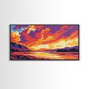 River Sunset, Majestic Cliffs, Mountain Landscape, Nature Art, Canvas Print, Office Decor, Wild Beauty, Tranquil Home Accent