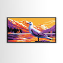 Seagull View, Mountain Lake, Tranquil Waters, Nature Wall Art, Canvas Print, Office Decor, Birdwatching Beauty, Serene Escape