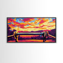 Sunset Horizon, Scenic Nature Art, Vibrant Landscape Painting, Golden Sky Decor, Framed Canvas Print, Office Wall Art, Modern Home Design