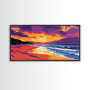 Beach Sunset, Vibrant Seascape, Coastal Art, Ocean View, Framed Canvas Print, Living Room Wall Art, Tropical Decor, Gift Idea