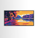 Autumn Lake, Vibrant Fall Landscape, Colorful Nature Art, Sunset Reflection, Framed Canvas Print, Living Room Wall Decor, Rustic Home Art