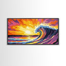 Ocean Wave, Surreal Seascape, Vibrant Water, Beach Wall Art, Framed Canvas Print, Coastal Home Decor, Living Room Art, Surfer Gift