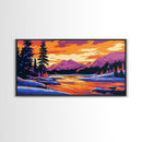 Vibrant Mountain Landscape, Sunset Wall Art, Bold Colorful Nature Print, Modern Alpine Home Decor, Framed Canvas Print, Living Room Art
