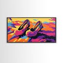 Cliffside Sunset, Bold Landscape Art, Vibrant Nature Print, Colorful Canyon Painting, Dramatic Wall Decor, Framed Canvas Print