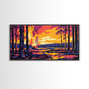 Forest Sunset, Tranquil Woodland Scene, Warm Autumn Landscape, Nature Wall Art, Framed Canvas Print, Cabin Decor, Rustic Home Design