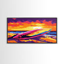 Ocean Waves, Sunset Art, Coastal Landscape, Framed Canvas Print, Beach Wall Art, Tropical Decor, Summer Aesthetic, Living Room Art