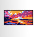 Woman Swimming, Vibrant Sunset, Relaxing Beach Art, Canvas Print, Boho Coastal Decor, Summer Wall Art, Bedroom Aesthetic, Minimalist Style