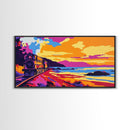 Golden Hills, Sunset Landscape, Autumn Nature, Living Room Wall Art, Vibrant Boho Decor, Framed Canvas Print, Modern Art
