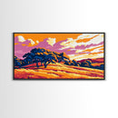 Forest View, Mountain Sunset, Vibrant Wilderness, Nature Wall Art, Cabin Wall Decor, Framed Canvas Print, Rustic Autumn Art