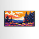 Lakeside Trees, Sunset Reflection, Scenic Nature, Living Room Wall Art, Vibrant Landscape, Framed Canvas Print, Boho Wall Decor