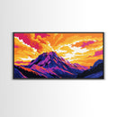 Serene Mountain, Lake Reflection, Autumn Colors, Framed Canvas Print, Modern Nature Art, Living Room Wall Decor, Sunset Painting