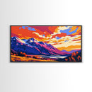 Sunset Cabin, Lakeside Home Decor, Rustic Art, Colorful Landscape, Vibrant Wall Art, Framed Canvas Print, Living Room Wall Art