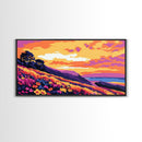 Coastal Road, Sunset Painting, Scenic Drive, Ocean View Art, Vibrant Nature Scene, Framed Canvas Print, Office Wall Art, Home Decor