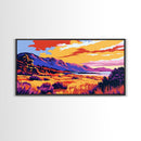 Mountain Meadow, Colorful Nature Art, Vibrant Landscape Print, Sunset Field Scene, Canvas Print, Bedroom Wall Art, Cozy Home Decor