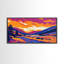 Mountain Sunset, Scenic Wall Art, Framed Canvas Print, Rustic Home Decor, Cabin Landscape Art, Nature Lover Gift, Boho Art