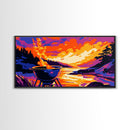 Lakeside Barbecue, Outdoor Grill Art, Sunset Picnic Scene, Framed Canvas Print, Rustic Home Decor, Cabin Wall Art, Nature Lover Gift