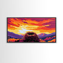 Bird Nest, Vibrant Sky Art, Nature Landscape, Sunset Glow, Warm Home Decor, Framed Canvas Print, Rustic Wall Art, Living Room Accent