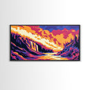 Waterfall Scene, Sunset Painting, Wilderness Landscape, Framed Canvas Print, Nature Wall Art, Rustic Decor, Cabin Art, Forest Artwork