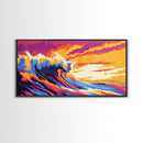 Ocean Wave, Vibrant Seascape, Surf Art, Coastal Home Decor, Bold Wave Print, Framed Canvas Print, Beach Wall Art, Nautical Decor